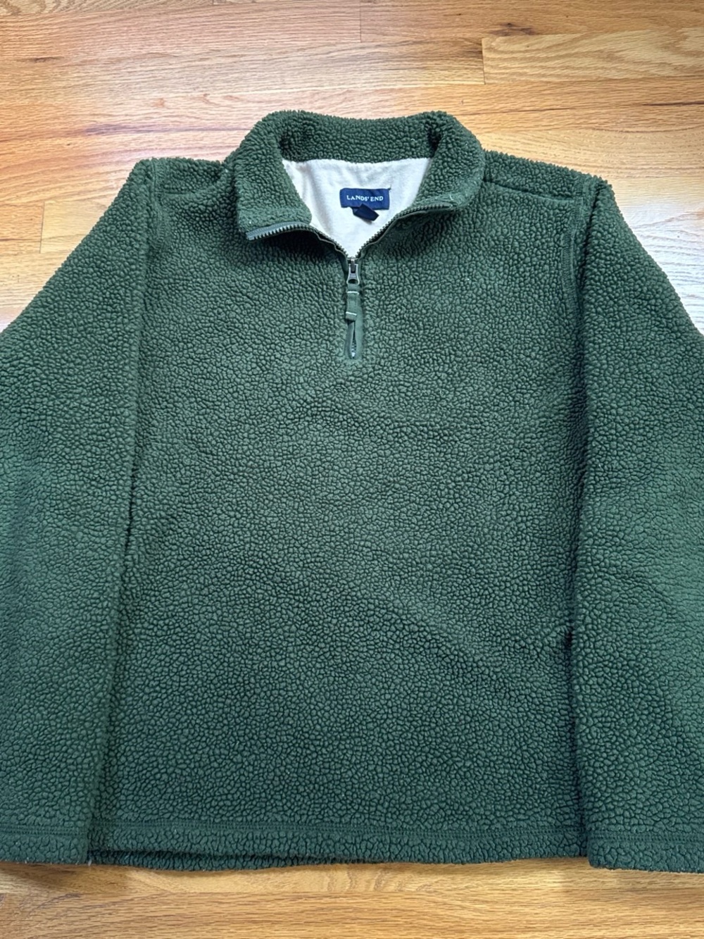Vintage Lands' End Green Sherpa Half-Zip Pullover